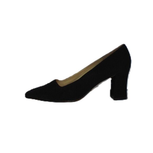Ann Marino Pump Classic Black Fabric Square Toe Slip On Size 9 1/2M - Picture 8 of 10